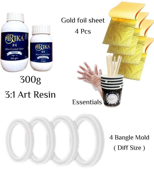 irika GlitterGlow Bangle Studio – Resin Shine with Gold Foil