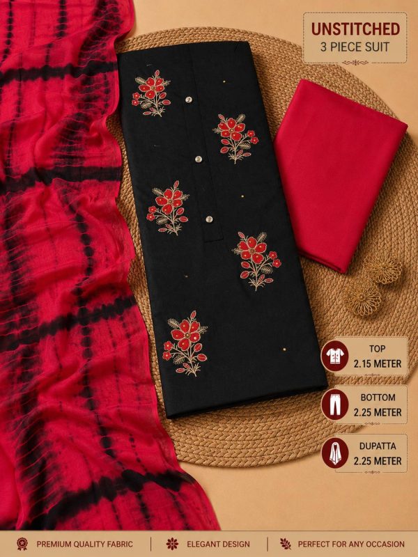 Ishika Creation Cotton Blend Embroidered Salwar Suit Material