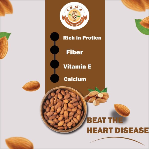 Isma food products Natural Almonds (Badam) 100g | Fresh & Crunchy Dry Fruits for Daily Nutrition Almonds