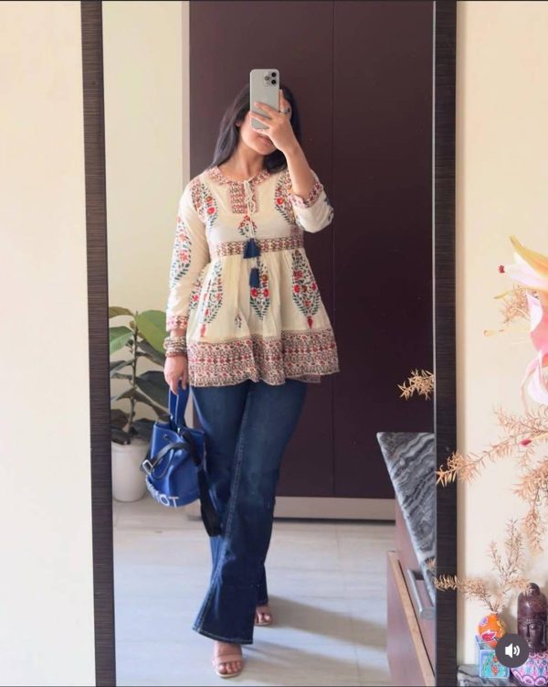 jaiambycreation Party Printed Women Multicolor Top