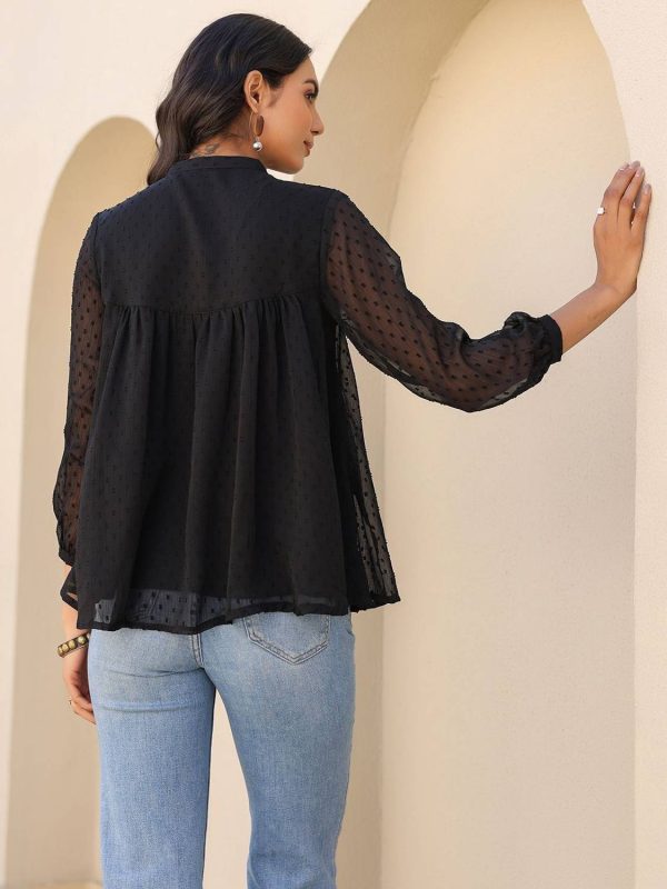 Janasya Casual Solid Women Black Top