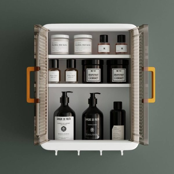 JUICIQ Premium Wall-Mounted Multi-Purpose Storage Cabinet with Transparent Doors &Hooks Plastic Kitchen Cabinet