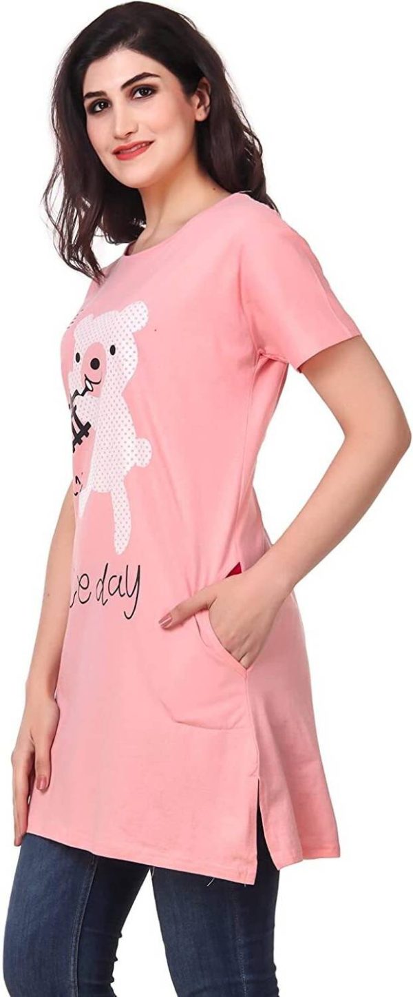 Kanchan World Printed Women Round Neck Pink T-Shirt
