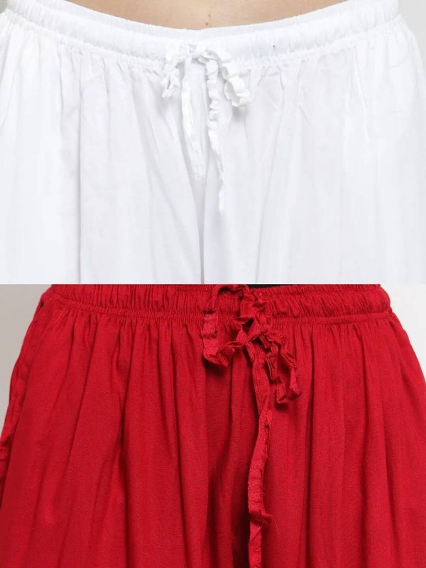 kanjilal Flared Women White, Red Trousers