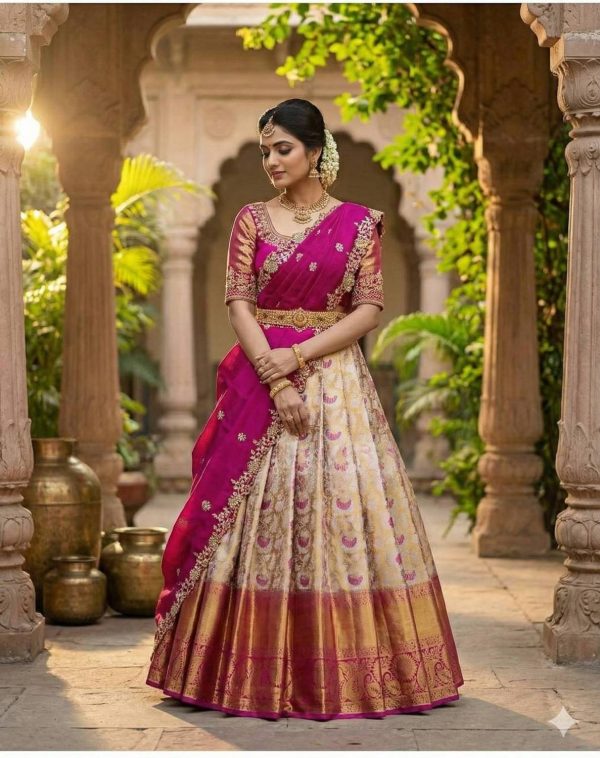KASHTBHANJAN CRETION Self Design Semi Stitched Lehenga Choli