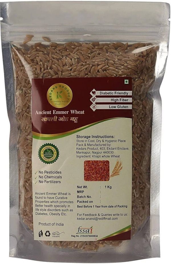 Kedars Product Khapli Wheat/Emmer wheat,Low gluten Wheat, Antidiabetic khapli Gahu Whole Wheat