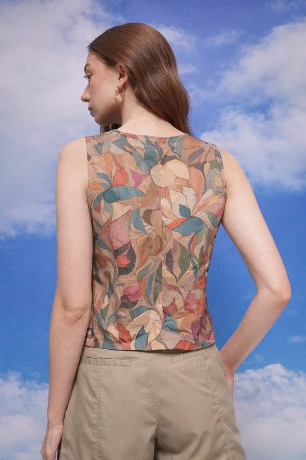 Klotden Casual Printed Women Beige Top