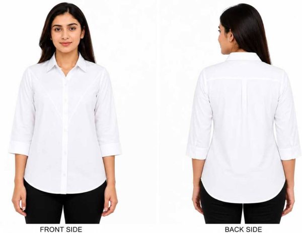 krishnam clothing Women Solid Casual White Shirt