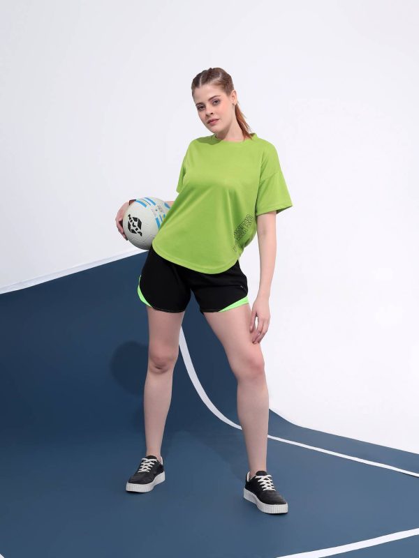 KVETOO Printed Women Round Neck Green T-Shirt