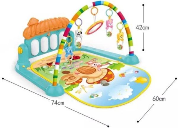 LASTICTOY Baby Play Gym Activity Mat with Hanging Toys & Soft Crawling Pad