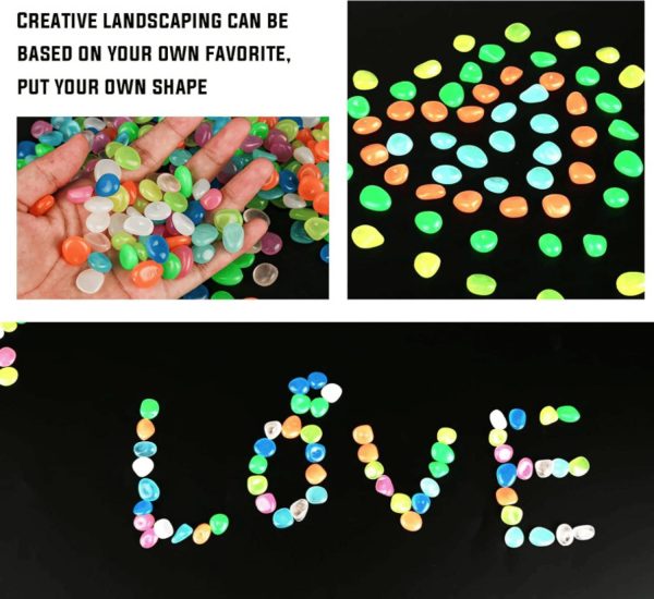 LUMOTY 100 Pcs Mixed Colorful Luminous Stones, Decorative Pebbles for Aquarium Fish