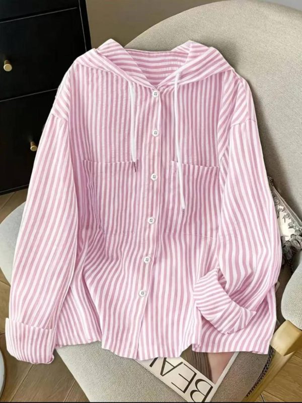 LUSH&LOOM LIFESTYLE Women Striped Casual Pink Shirt
