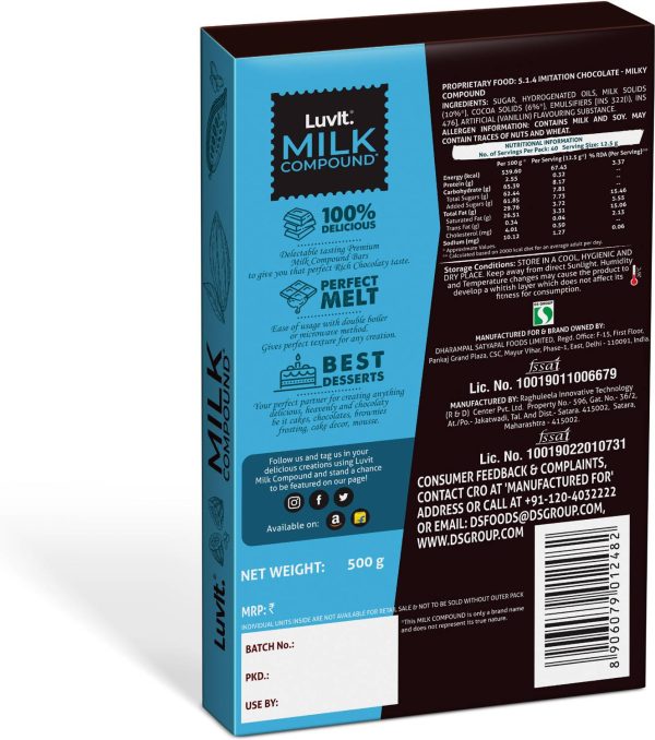 LuvIt Cocoa Crush - Milk Compound Bar | Perfect for Baking, Frosting, Chocolate Making Bar