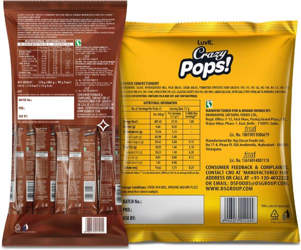 LuvIt Smackers Chocolate & Crazypops | Combo Pack | Chocolate Flavored Lollipops & Chocolate Pops