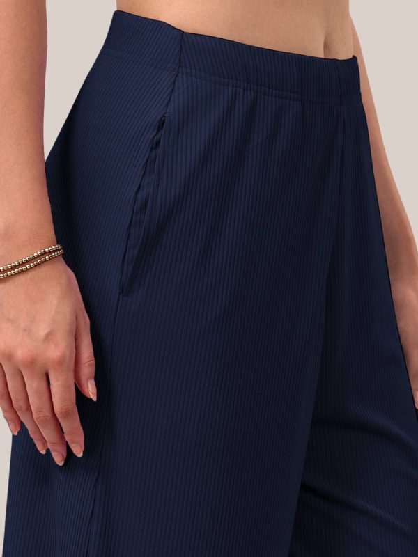 Lyra Regular Fit Women Dark Blue Trousers