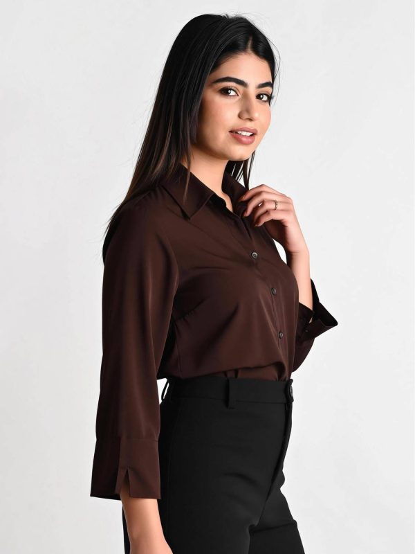 MAGHMA Women Solid Casual Brown Shirt