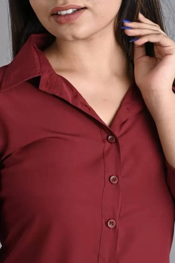 MAGHMA Women Solid Casual Maroon Shirt