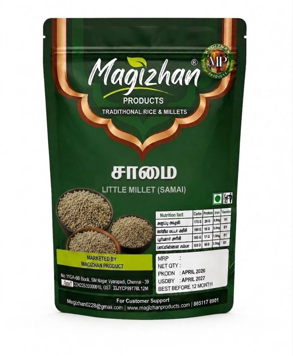 Magizhan Products MAGIZHAN Little Millet 500gms | Samai Arisi | Unpolished Little Millet