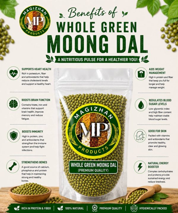 Magizhan Products Unpolished Green Moong Dal (Whole)