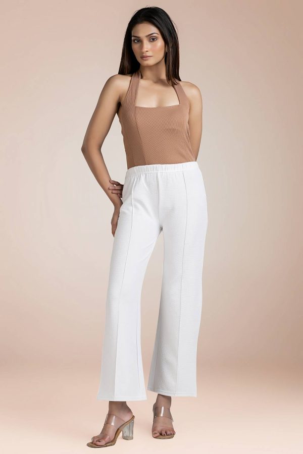 MANGODRESSES Relaxed Women White Trousers