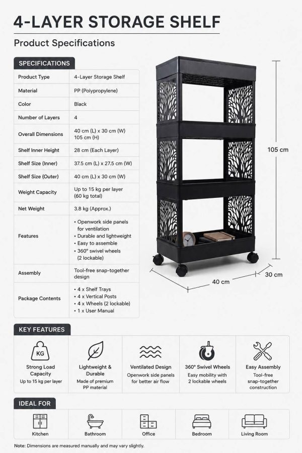 MAXTID Plastic Semi-Open Book Shelf