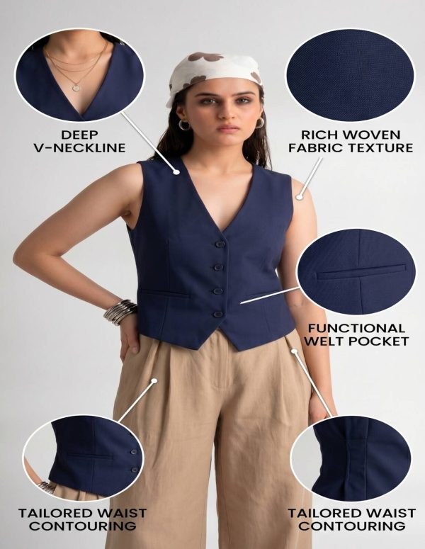 MAYKR Solid Women Waistcoat