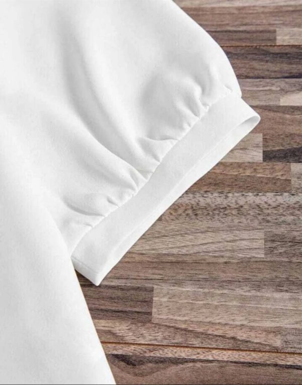 Meesan Casual Embroidered Women White Top