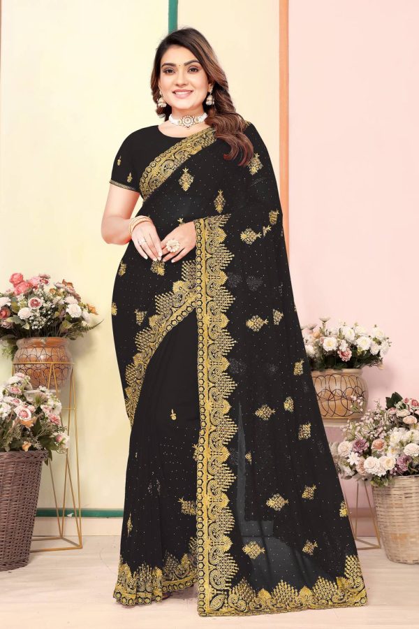 Mention Georgette Embroidered Blouse Material