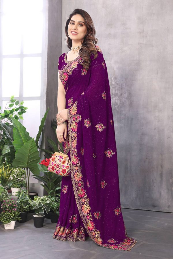 Mention Georgette Embroidered Blouse Material