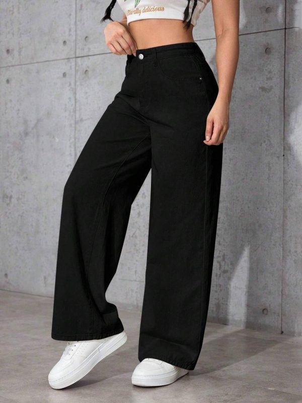 MERCEL Wide Leg Women Black Jeans