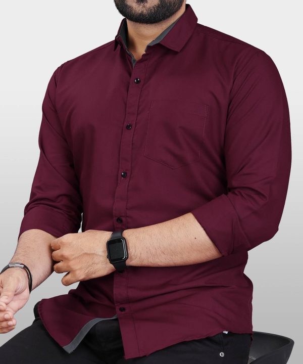 METRONAUT Men Solid Casual Maroon Shirt