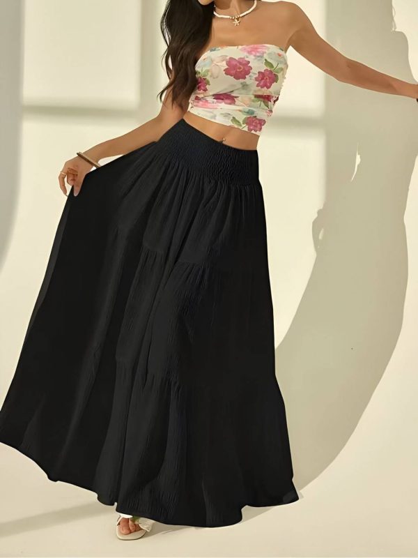 METRONAUT Solid Women Flared Black Skirt
