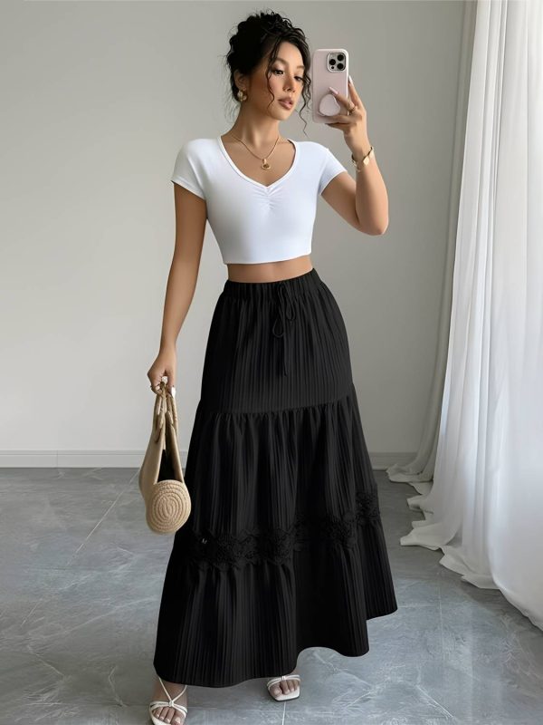 METRONAUT Solid Women Flared Black Skirt