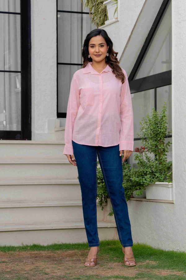 METRONAUT Women Washed Casual Pink Shirt