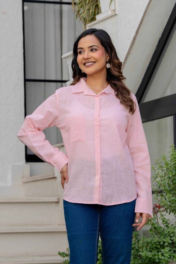 METRONAUT Women Washed Casual Pink Shirt