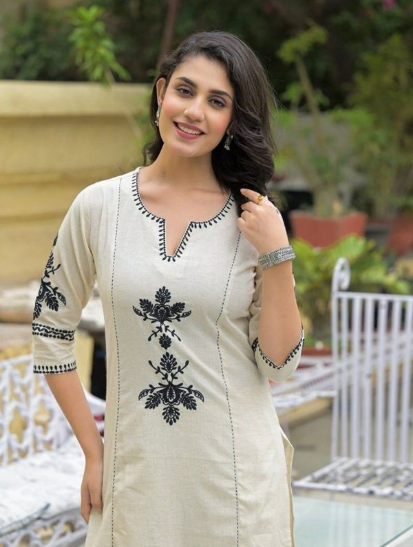 MILEN Women Embroidered A-line Kurta