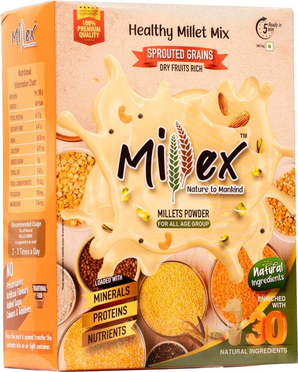 Millex Healthy Mix Millet |30 Natural Sprouted Cereal Mix| Multigrain Health Drink 800 g