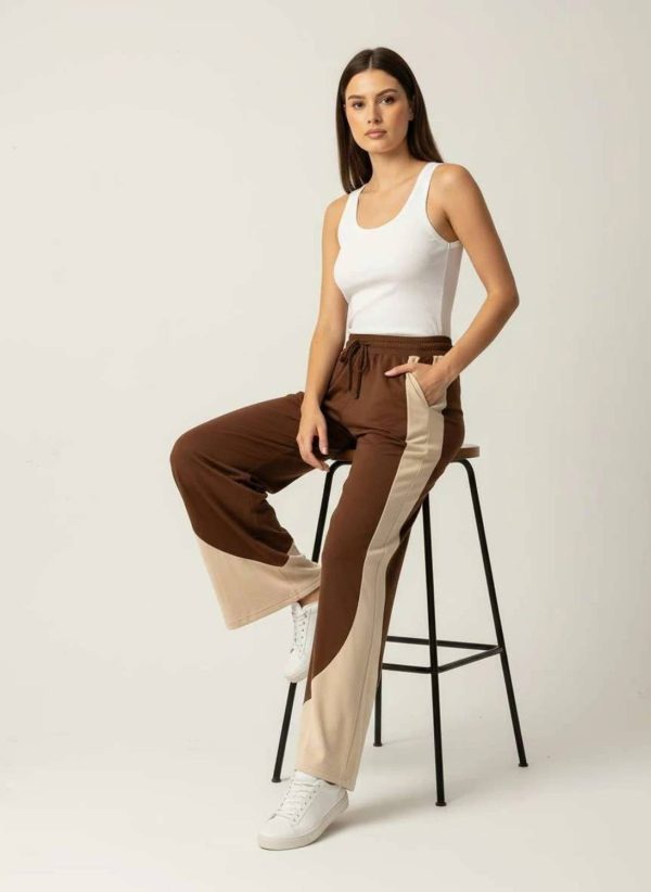 MK Digital Colorblock Women Brown Track Pants