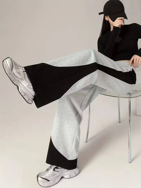 MK Digital Colorblock Women Grey, Black Track Pants
