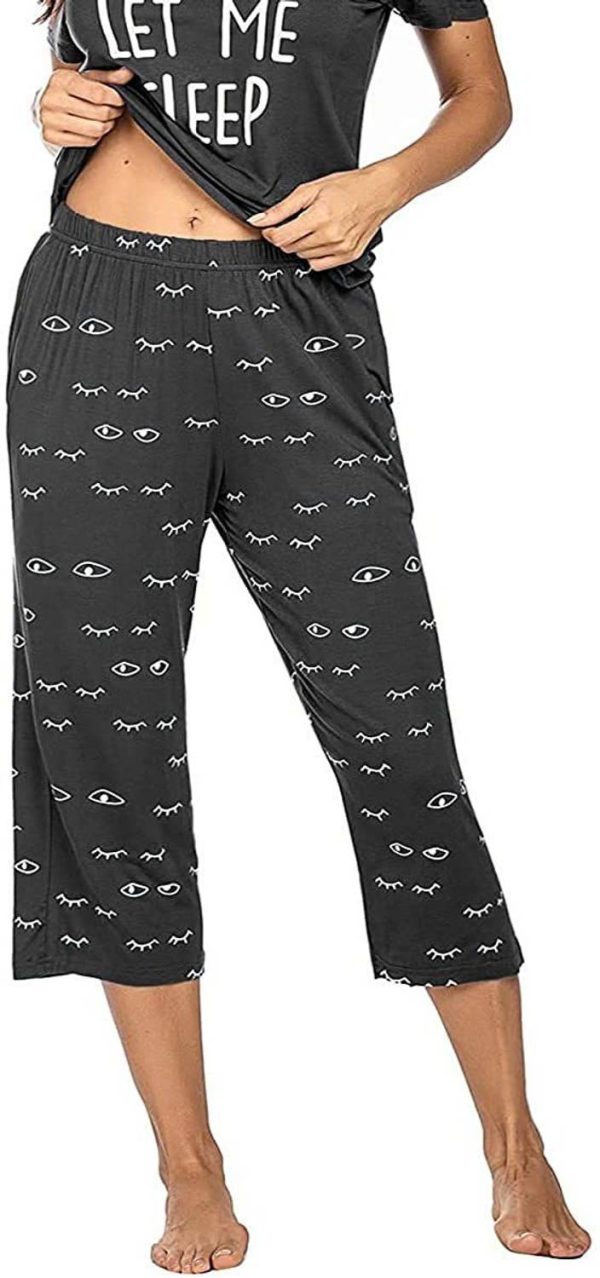 MNOP Women printed Night Pant Women Pink, Blue, Black Capri