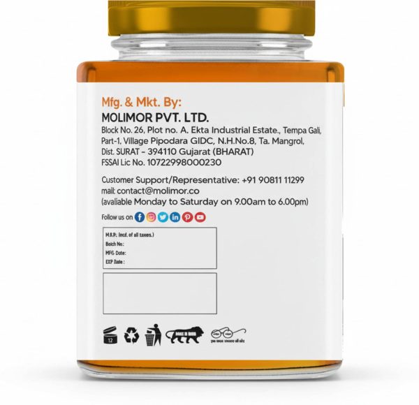 MOLIMOR OrganicHoney No Added Sugar & Colours Smooth Texture Healthy for Daily Wellness