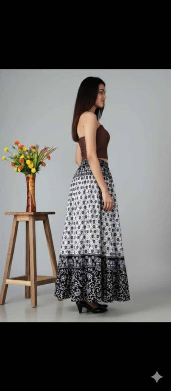 MR OM CREATION Floral Print Girls Flared Black Skirt