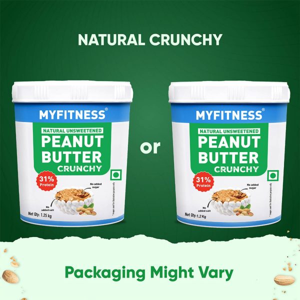 MYFITNESS Unsweetened Natural Peanut Butter- Crunchy 31g protein Spread