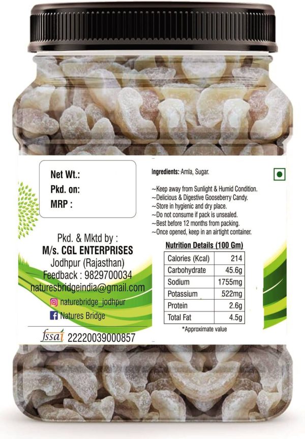 Nature's Bridge Sweet Amla Candy | Amla Candy | Dry Amla Candy | Indian Gooseberries -900 gm Jar Sweet
