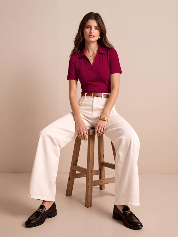 NAVYANKAA Casual Self Design Women Maroon Top