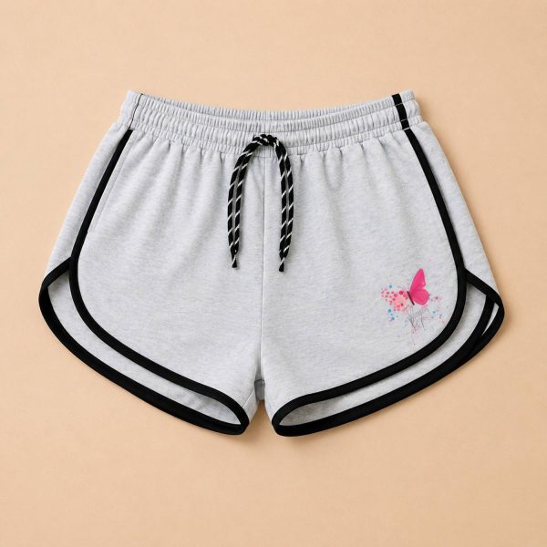 newtrendy Solid, Graphic Print Women Grey Casual Shorts, Basic Shorts