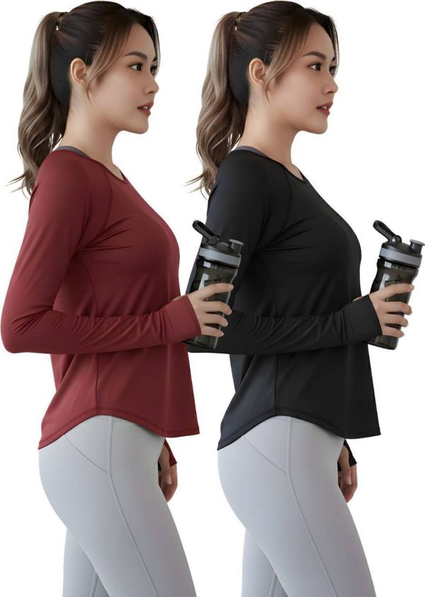 NEXSUS APPARELS Solid Women Round Neck Black, Maroon T-Shirt