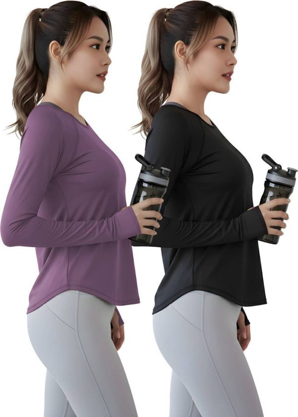 NEXSUS APPARELS Solid Women Round Neck Purple, Black T-Shirt