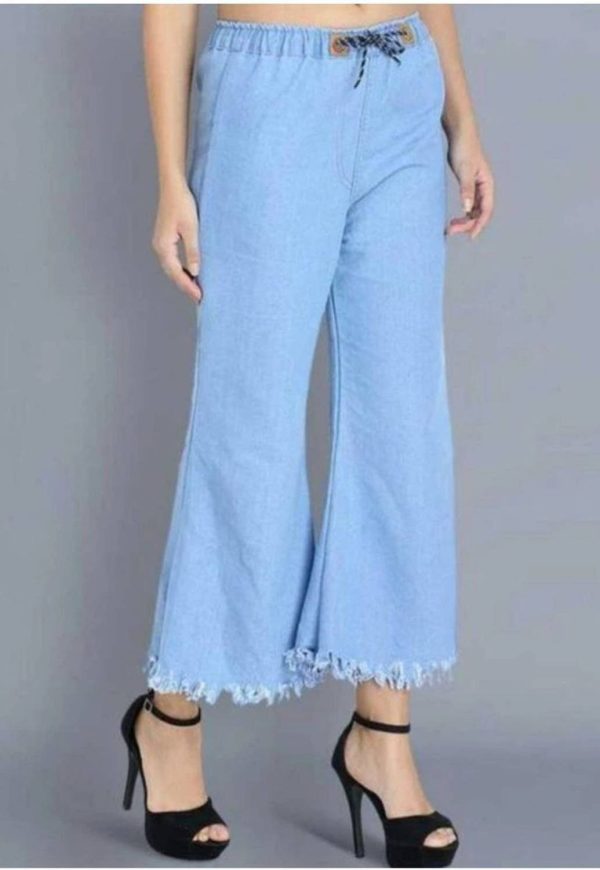 NKB Flared Women Light Blue Trousers