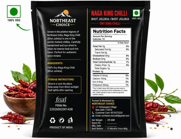 NORTHEAST CHOICE Combo of Naga King Chilli 25 GM + Fermented Soyabean 100Gm (Akhuni/Axone) 125 Gm Combo